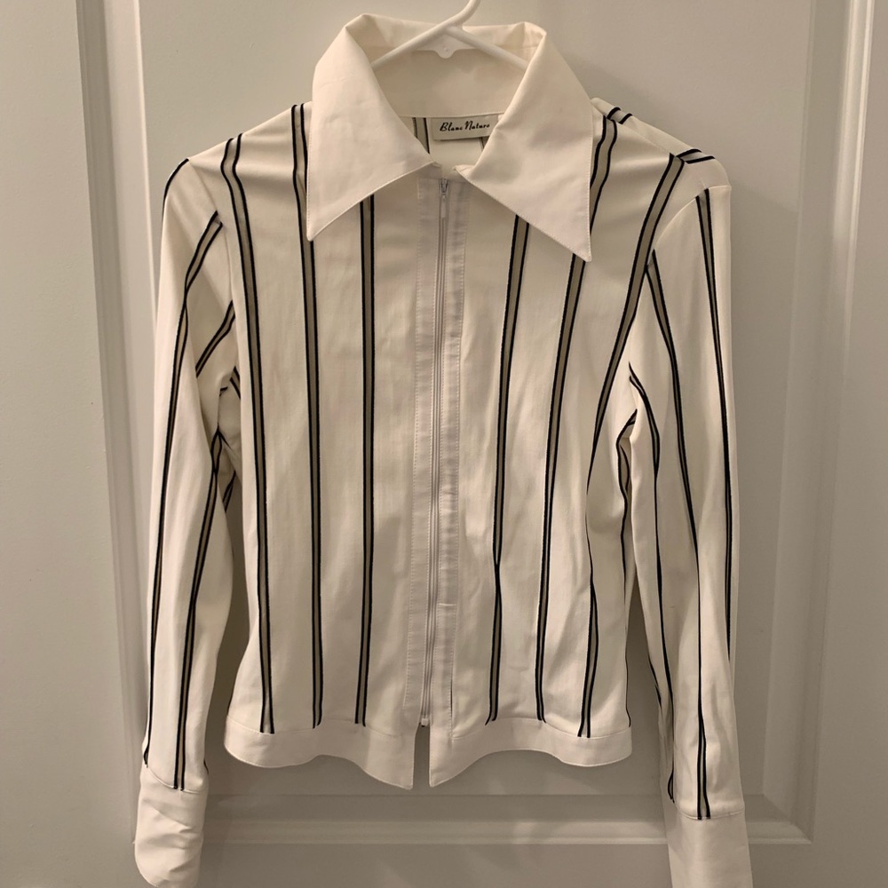 Retro White Front Zip Shirt